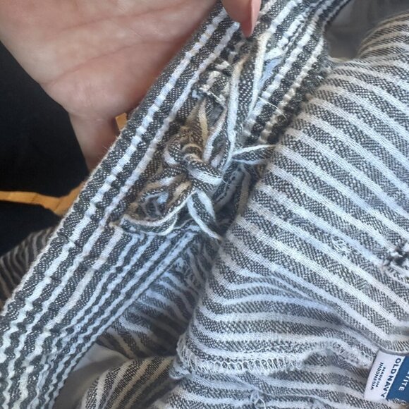 OLD NAVY Linen Drawstring Wide Leg Pants Trousers Striped Size Medium Petite - Picture 10 of 10